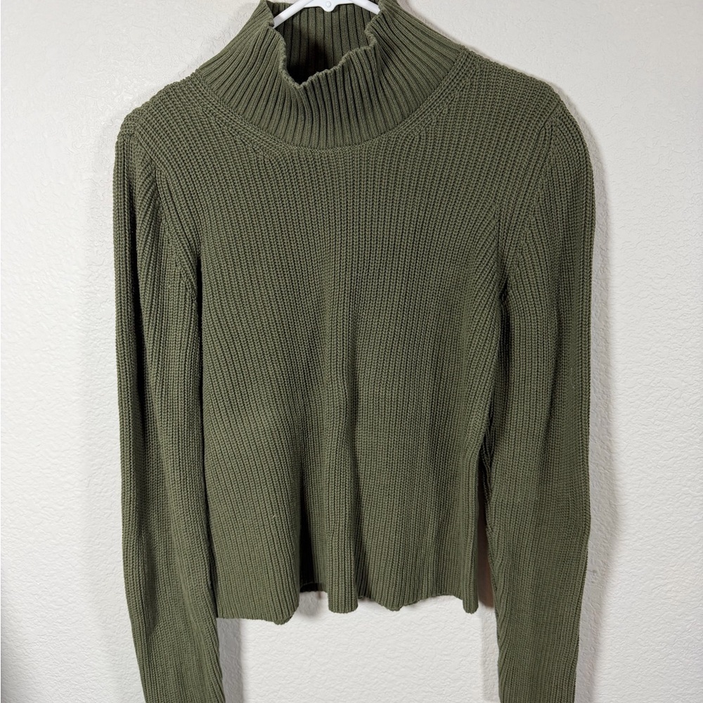 EUC French Connection Green Khaki Turtleneck Sweater, XL